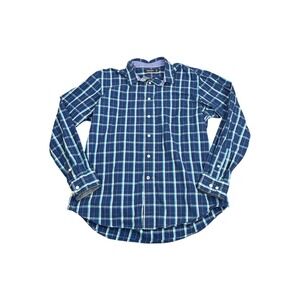 Nautica Mens XL‎ Navy Blue Plaid Long Sleeve Button Down Cotton Shirt Pocket